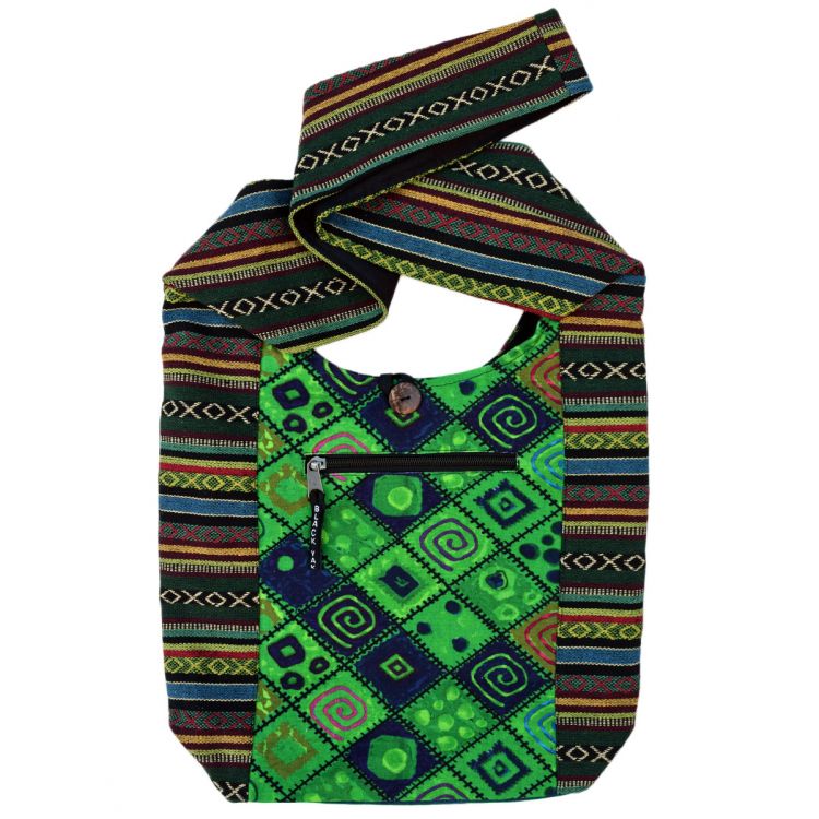 Large Bright Print Beach Bag - Greens