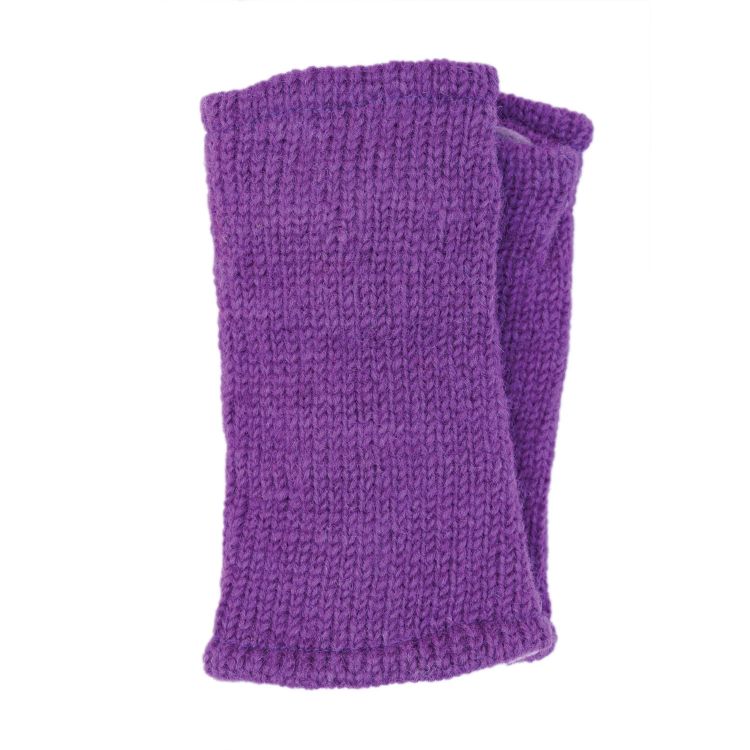 Children's fleece lined - plain wristwarmers - crown purple
