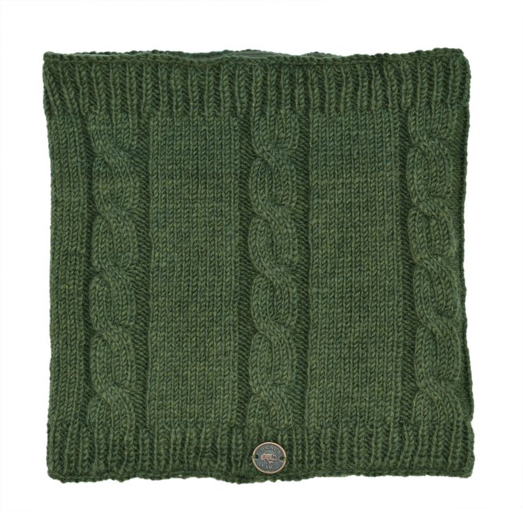 pure wool fleece lined - cable snood - dark green