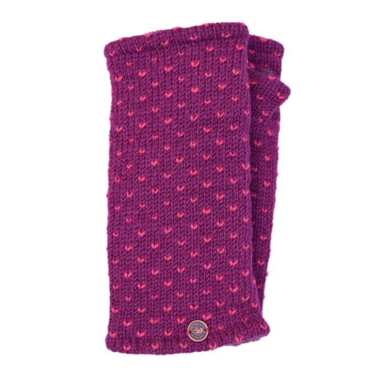 Fleece lined wristwarmer - tick - deep berry pink