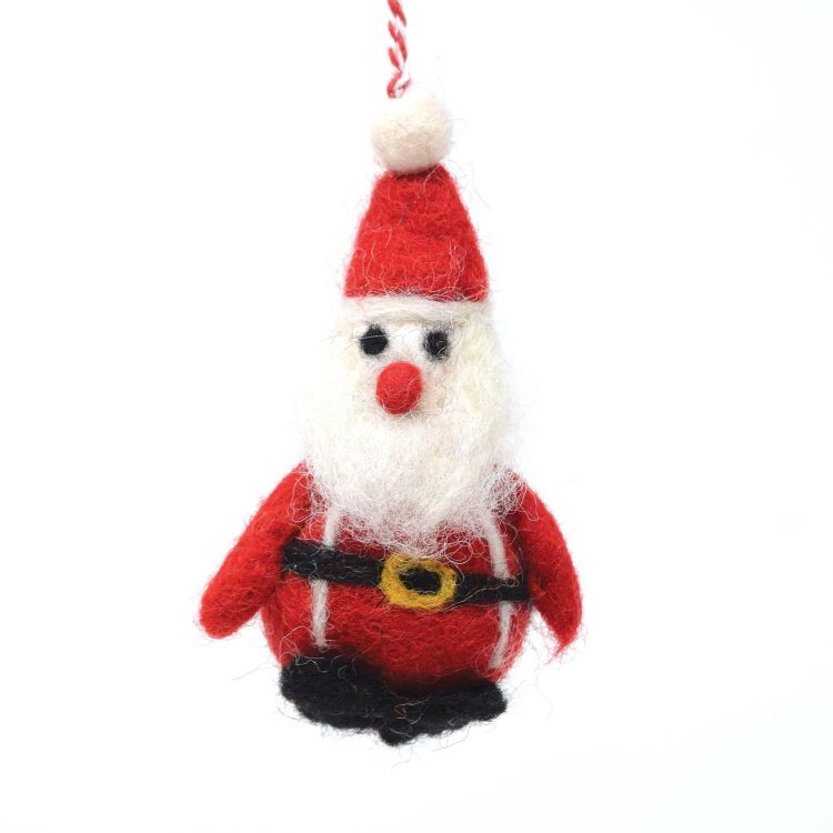 Handmade Christmas - Wool Felt Hanging Decoration - Small Father Christmas