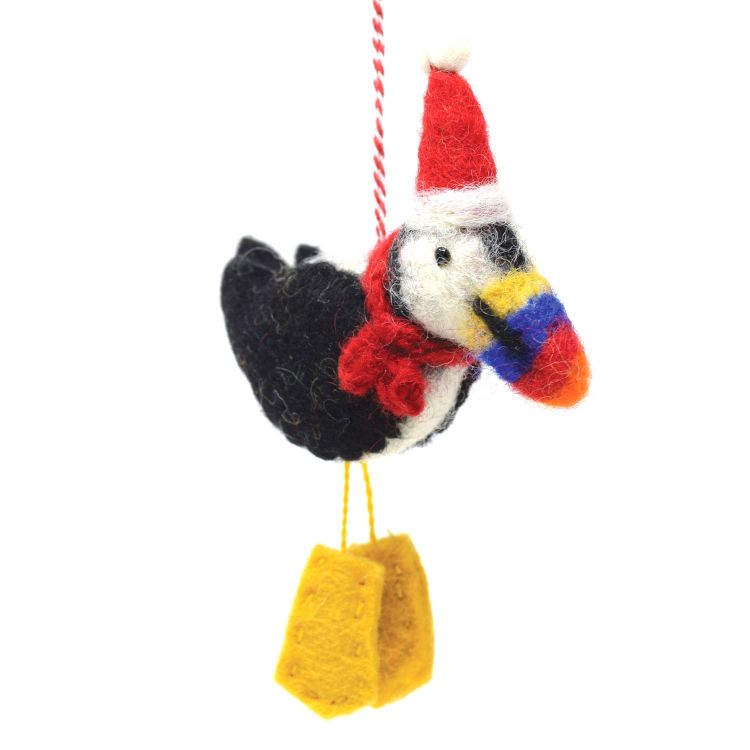 Handmade Christmas - Wool Felt Hanging Decoration - Puffin