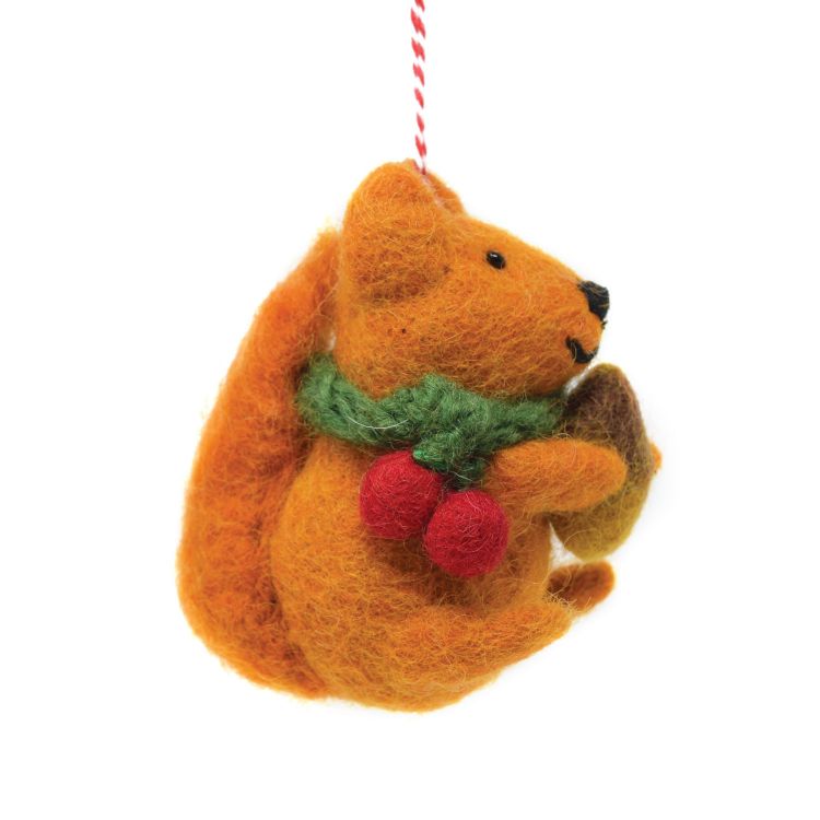 Handmade Christmas - Wool Felt Hanging Decoration - Squirrel