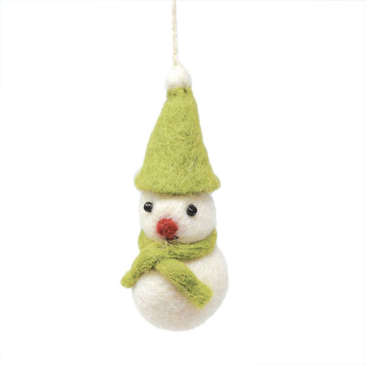 Felt - Christmas Decoration - Snowman - Lime Green