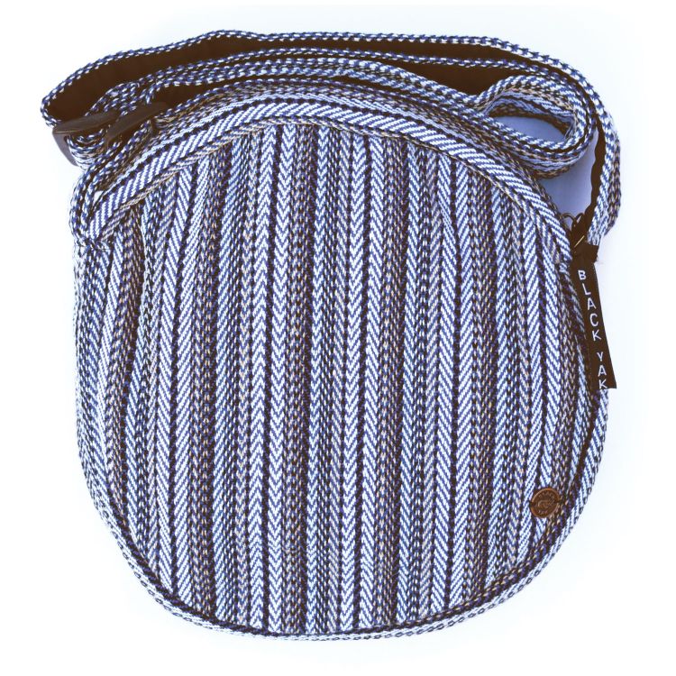 Medium Herringbone Circle Bag - Blue Cream