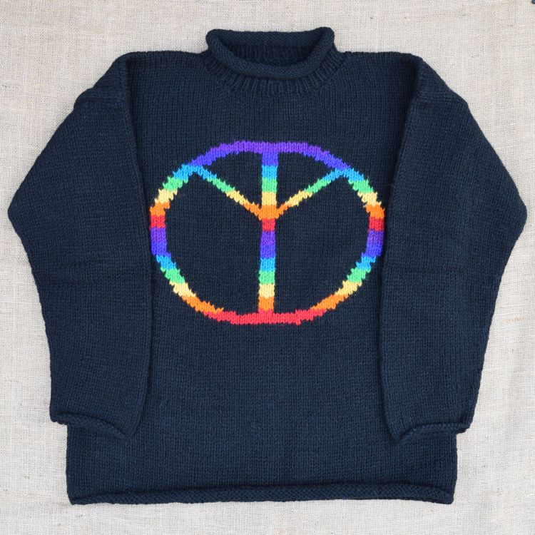SALE - Black Peace Symbol Jumper - XL