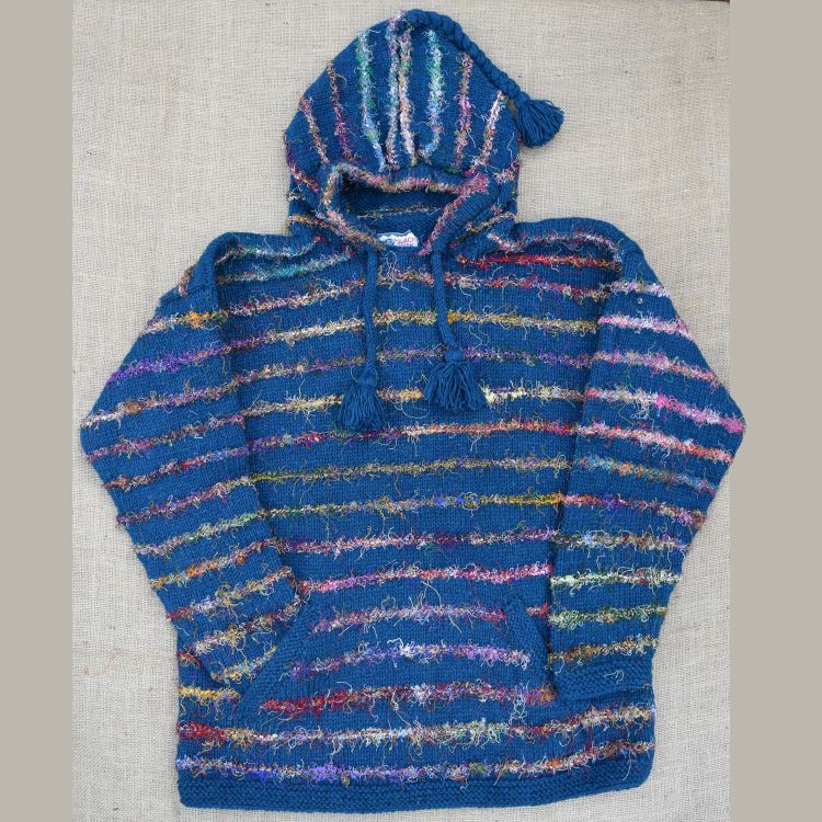 SALE - Teal & Silk Stripes Jumper - XXL