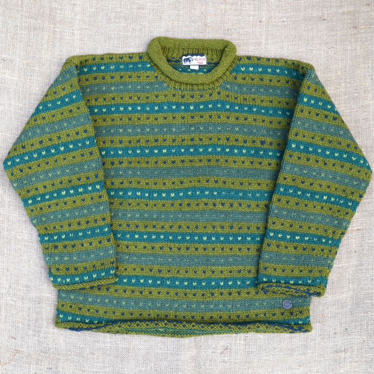 SALE - Green Tick Stripe Jumper - Medium