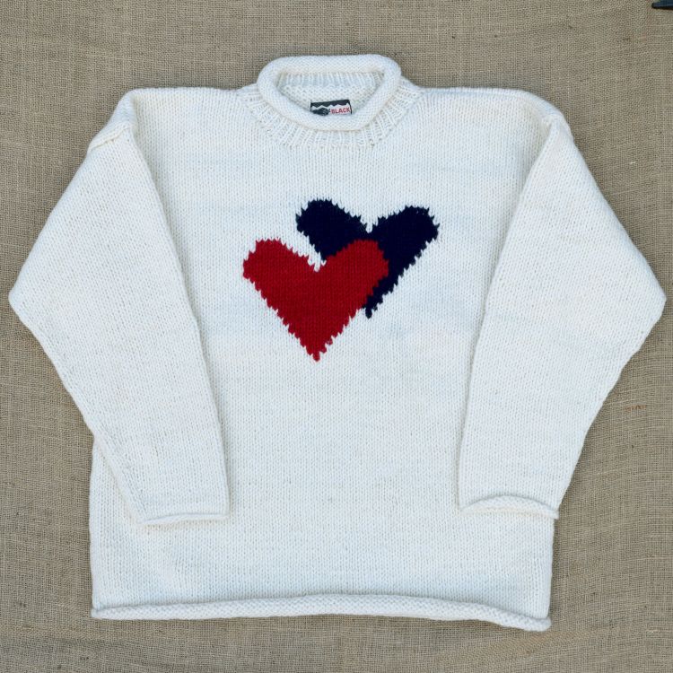 SALE - White Hearts Jumper - Large