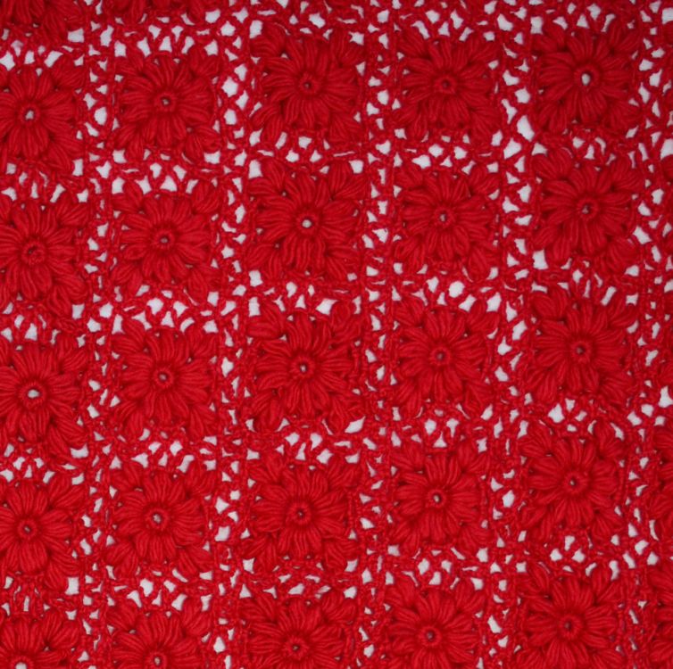 Pure Wool - Crochet Blanket - Red