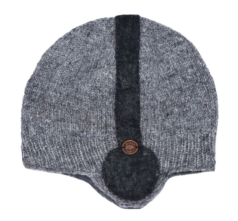 NAYA - Hand knit - half fleece lined - stereo hat - Grey/charcoal ...