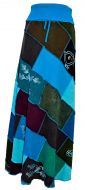 Embroidered - long length skirt - blue
