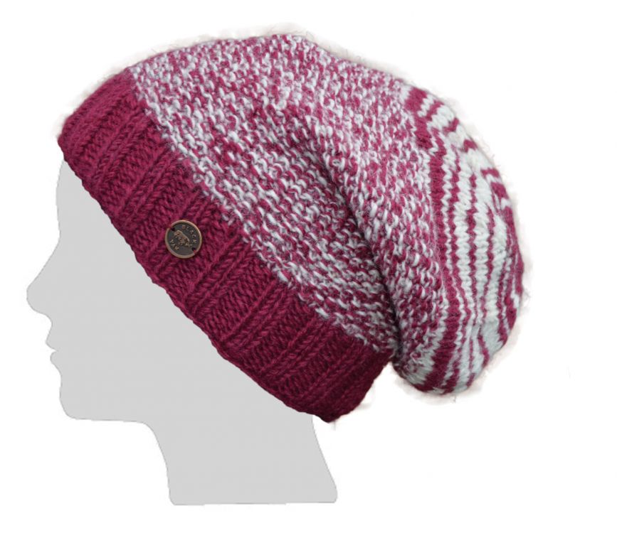 Jellybean slouch hat - pure wool - berry/white