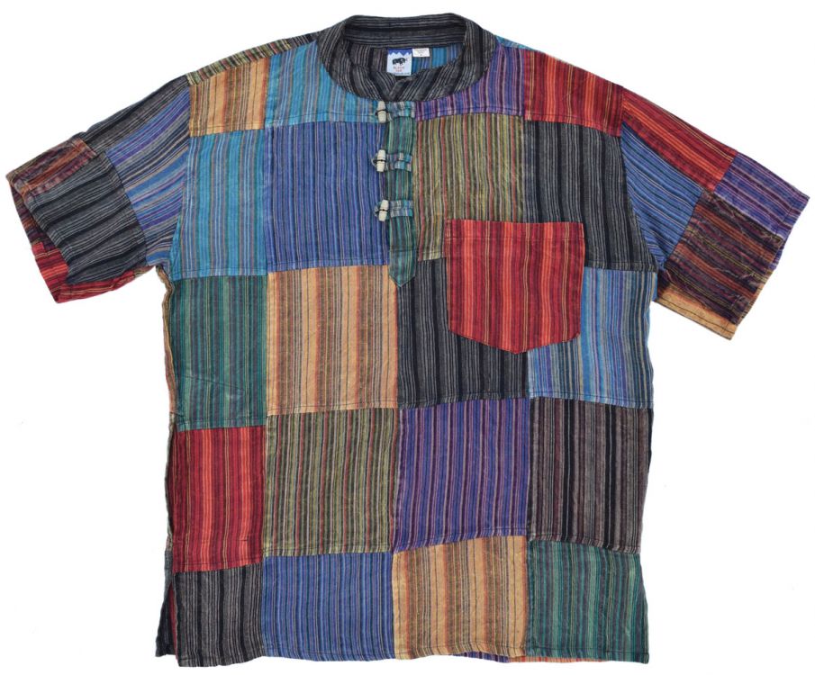 patchwork shirt - short sleeve - multi coloured